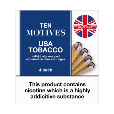 10 Motives E-Cigarette Medium Strength USA Tobacco Refill Cartridges (16mg)
