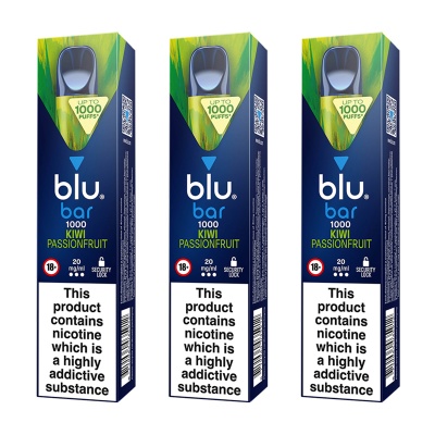 Blu Bar 1000 Kiwi Passionfruit Disposable Vape Pen (Pack of 3)